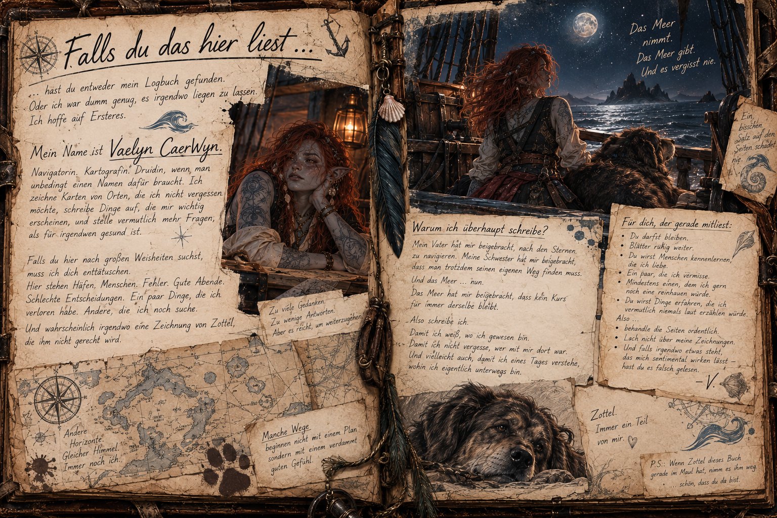 Die ersten Seiten von Vaelyns Logbuch